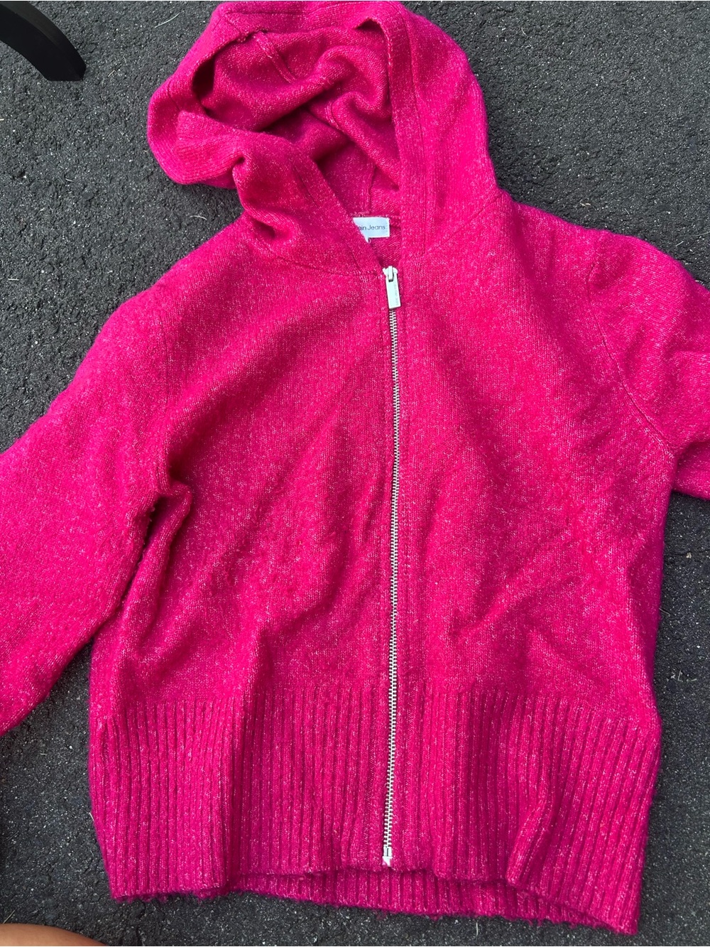 Calvin Klein Jeans Girls' Hooded Zip Jacket in Hot Pink